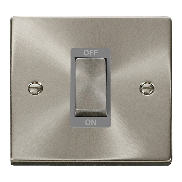 CLICK DECO 1 GANG 45A DP SWITCH VICTORIAN SATIN CHROME GREY